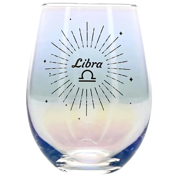 Libra glass wine gold iridescent zodiac sign October star minimalist hom - Picture 1 of 1
